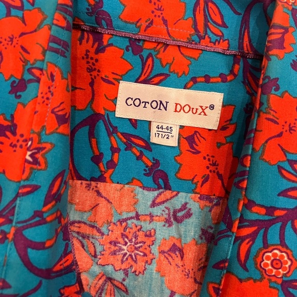 [43/17.5]Coton Doux Floral Button-Up Shirt in Red and Blue - Picture 2 of 6